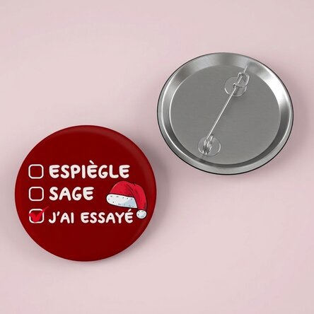 Badge personnalisé avec texte - Naughty Christmas List