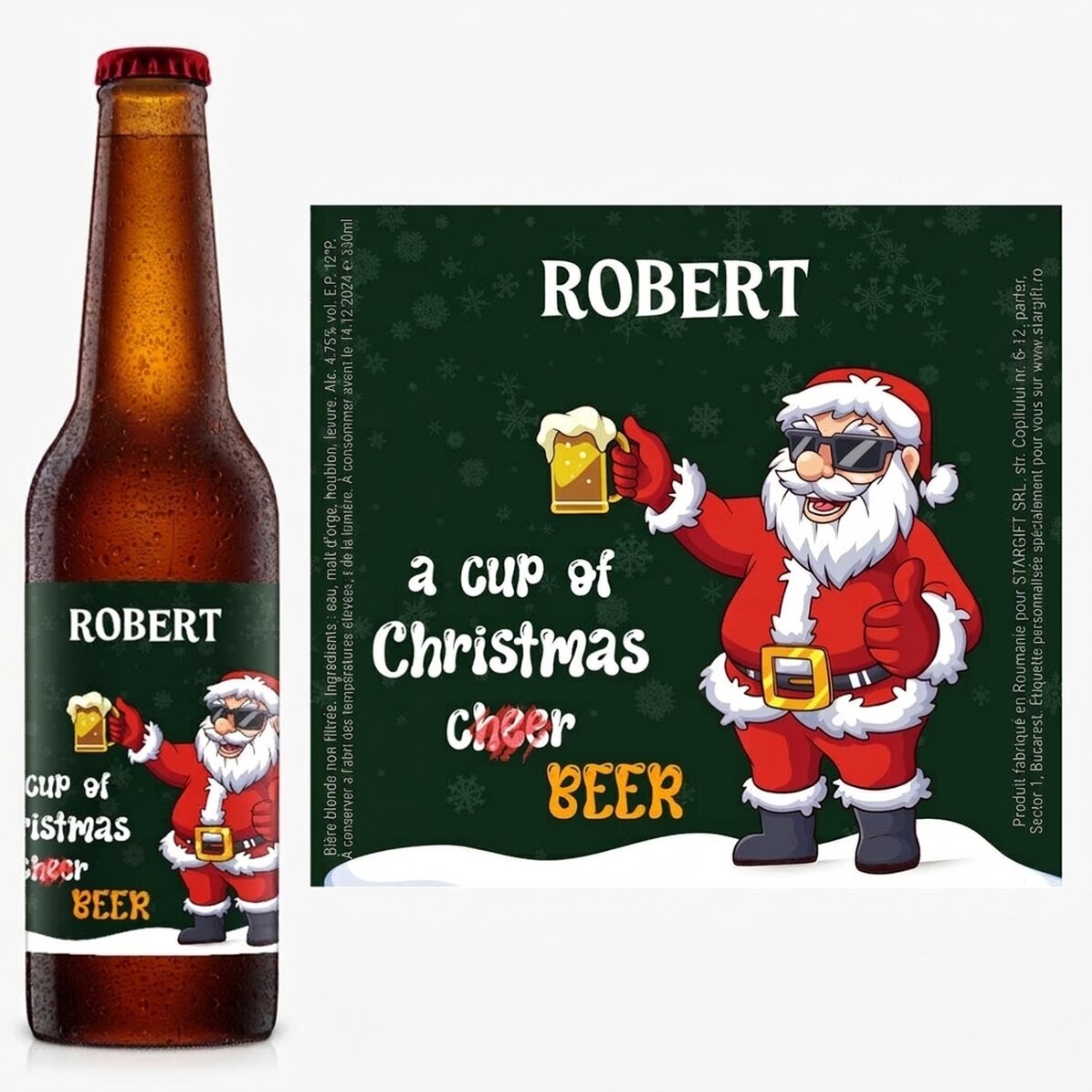 Bière personnalisée avec un texte - Bière de Noël