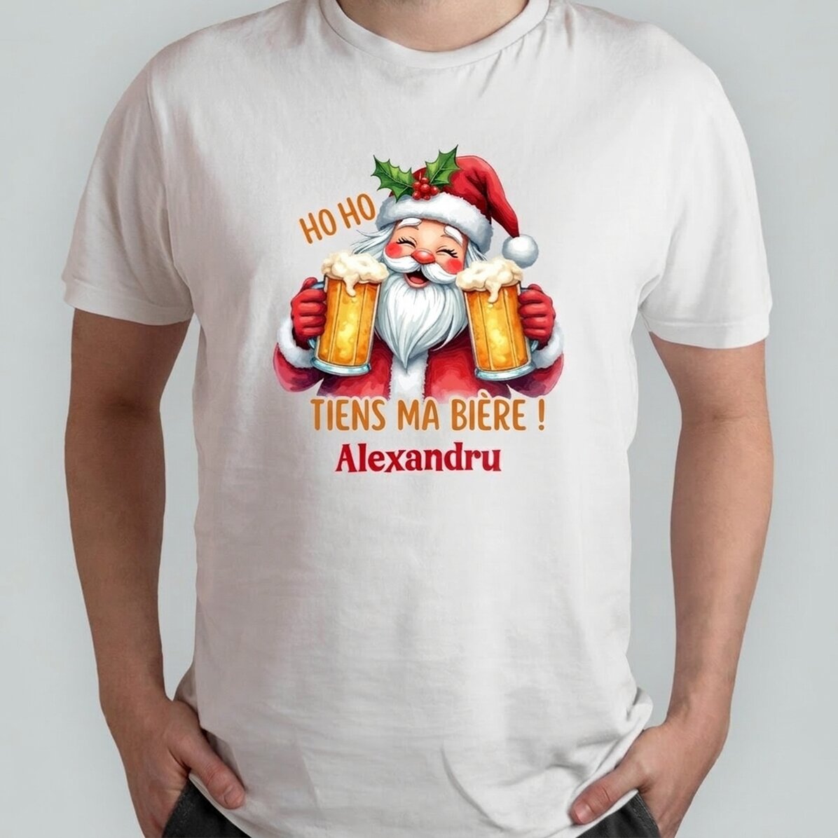 T-shirt en coton personnalisé avec le texte « Hold my beer »