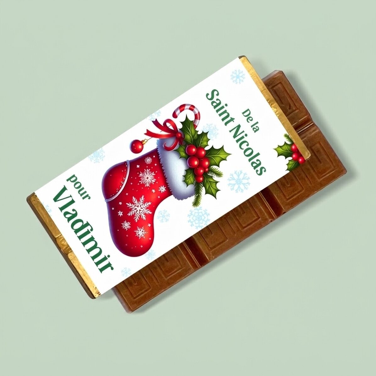 Mini-tablette de chocolat personnalisée avec un message - Saint Nicolas