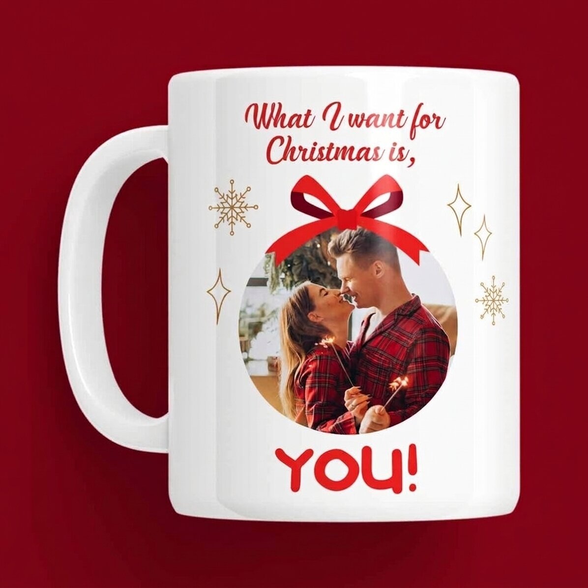 Tasse personnalisée avec texte et photos - Ce que je veux pour Noël
