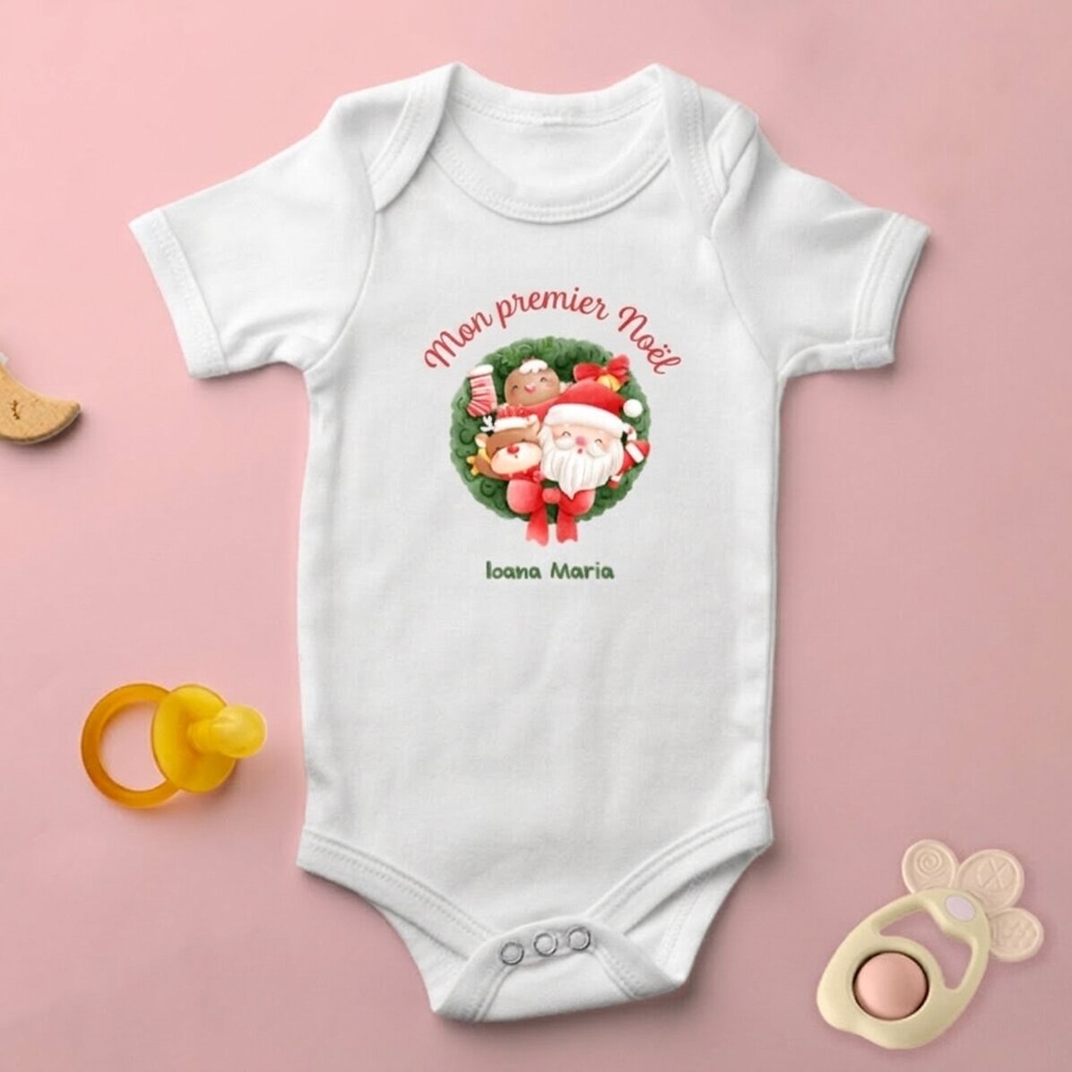Body pour bébé personnalisé avec le texte « Mon premier Noël »