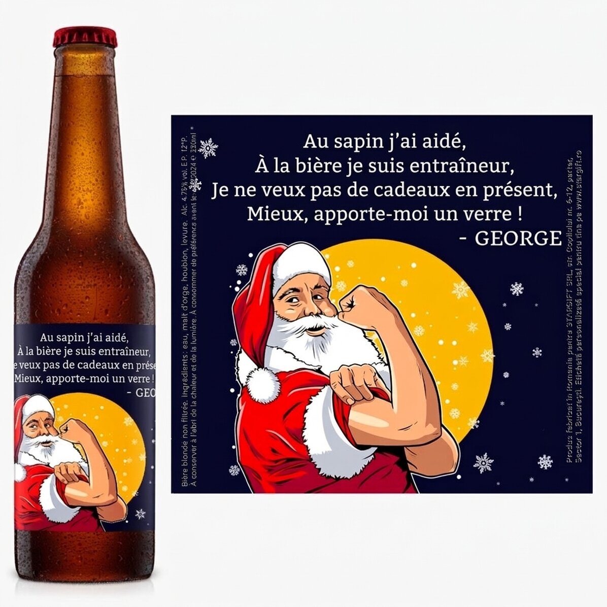 Bière personnalisée avec un texte - Christmas power
