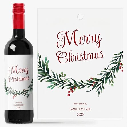 Vin personnalisé avec un message de Noël - Avec amour