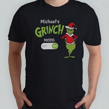 T-shirt en coton personnalisé avec un message de Noël - Grinch Mode On