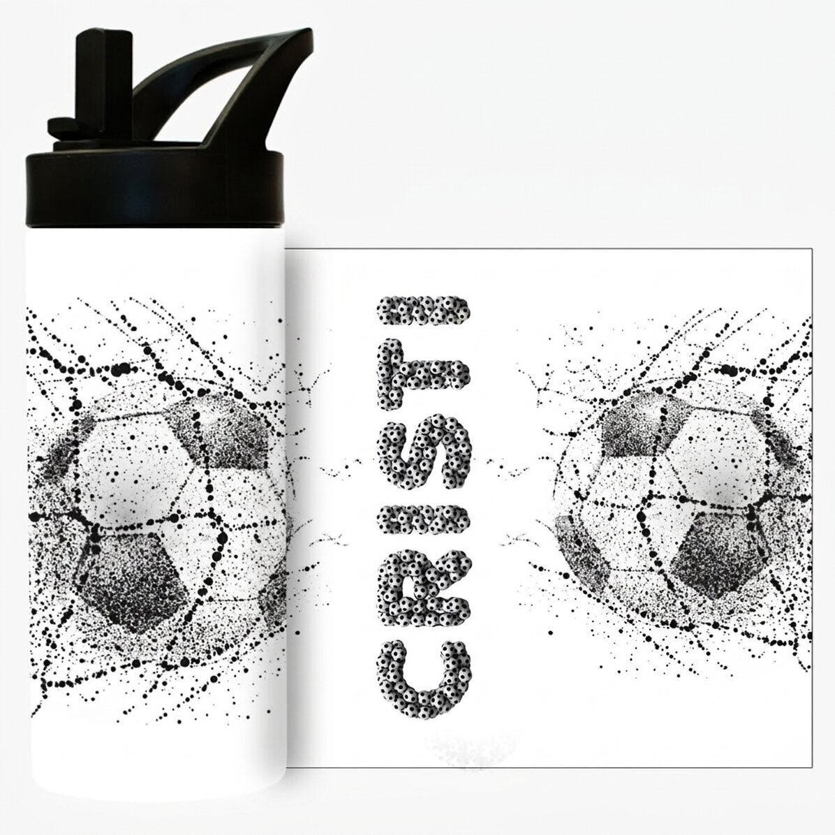 Thermos avec poignée et paille, personnalisé avec un texte - Football