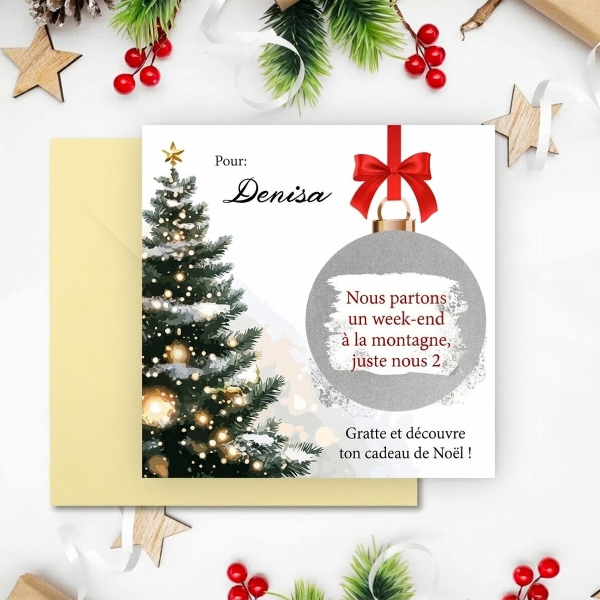 Carte à gratter personnalisée avec message - Cadeau surprise
