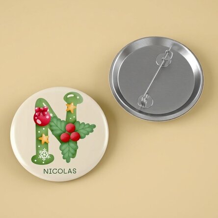 Badge personnalisé avec inscription - Noël