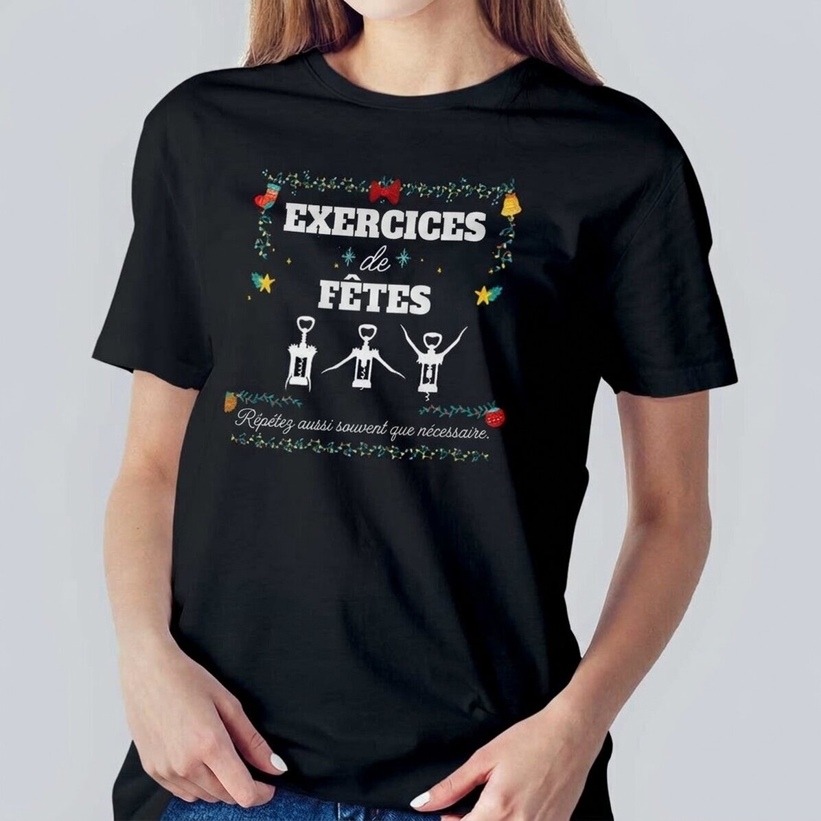T-shirt en coton personnalisé avec un message de Noël - Exercices pour les fêtes