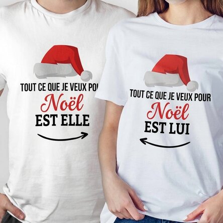 T-shirt en coton personnalisé avec un message de Noël - « All I want for Christmas »