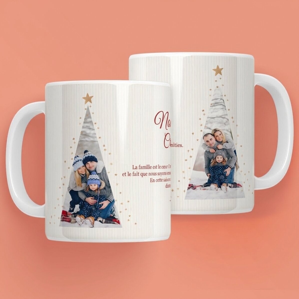 Tasse personnalisée avec un texte et 2 photos - Warm Christmas