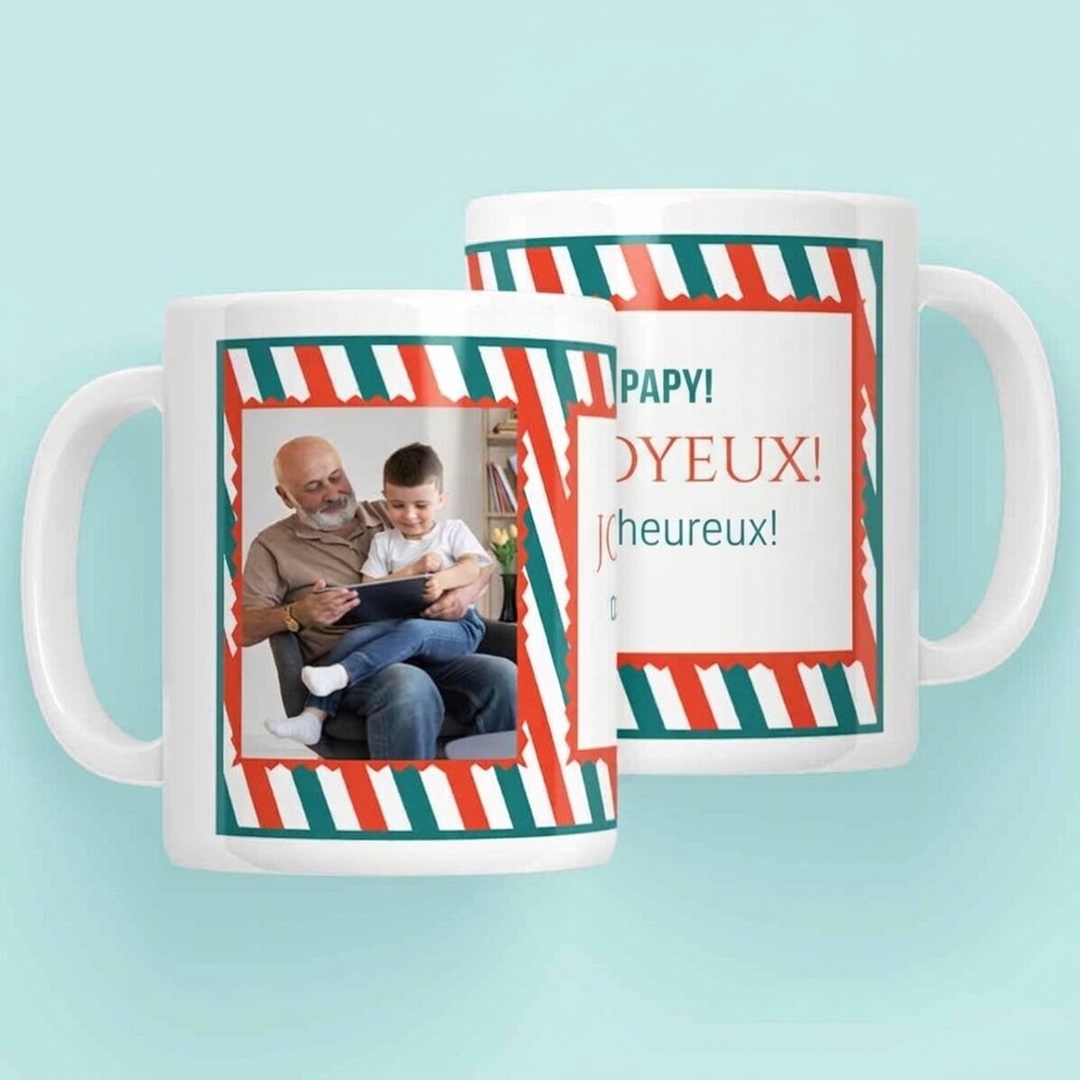 Tasse personnalisée avec un texte et une photo - Joyeux Noël !