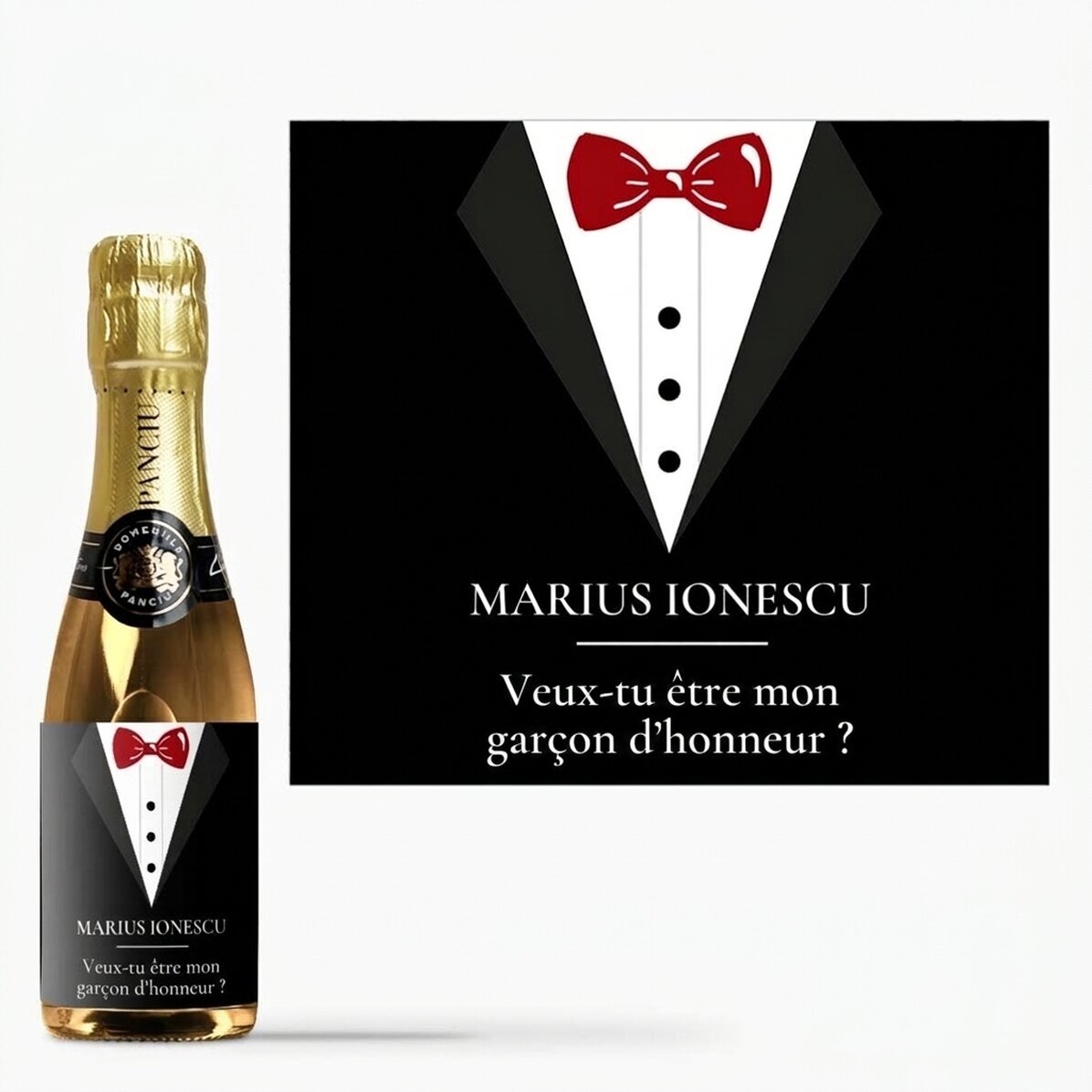 Mini-bouteille de vin mousseux personnalisée avec un message - Garçon d