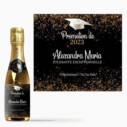 Mini-bouteille de vin mousseux pour la remise des diplômes, personnalisée avec l'inscription « Outst