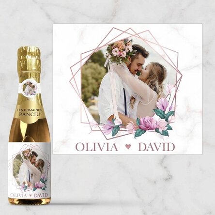 Mini-bouteille de vin mousseux personnalisée avec une photo et un texte – Moments à deux