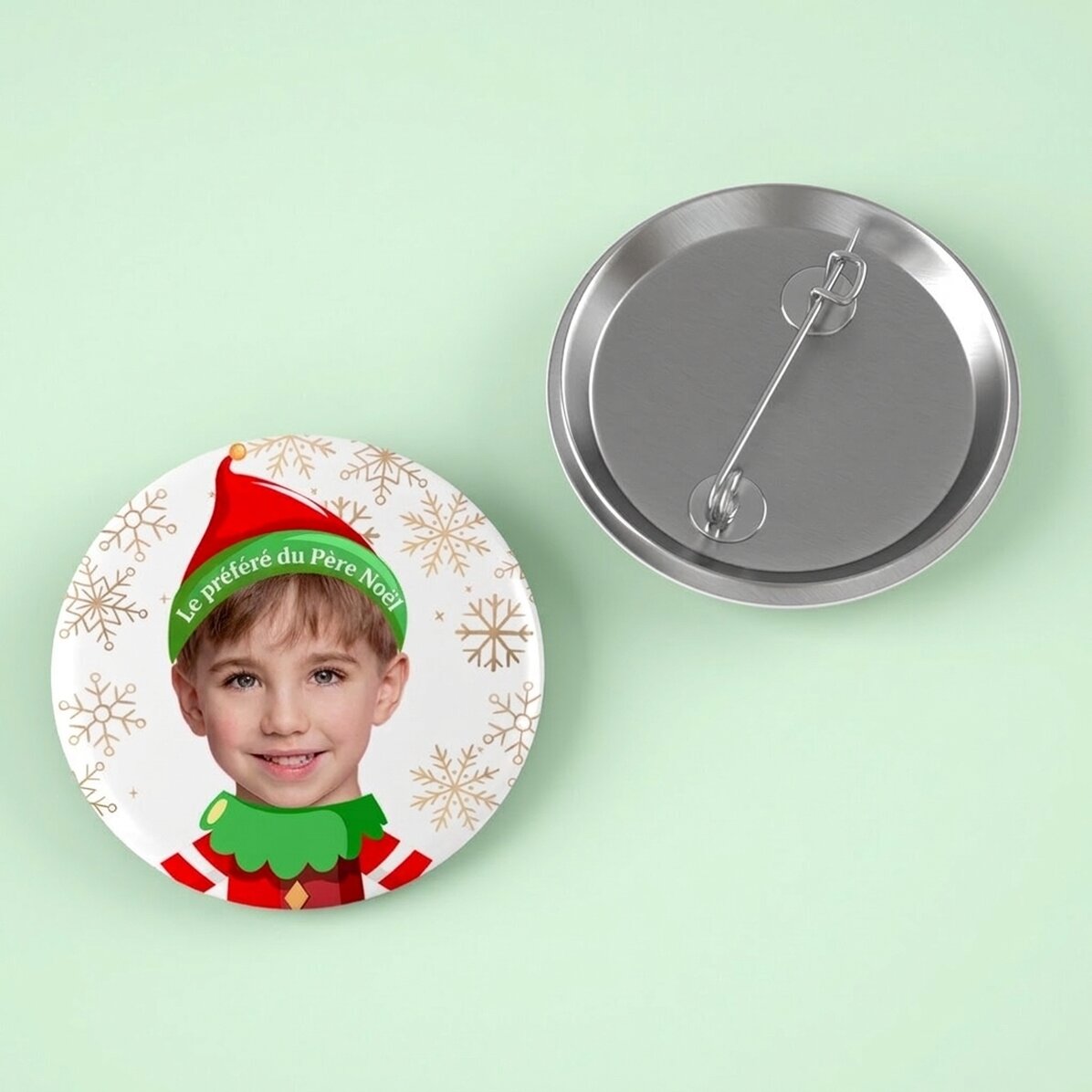 Badge personnalisé avec photo - Le chouchou du Père Noël