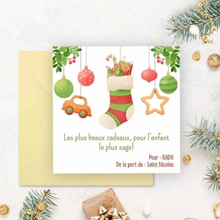 Carte carrée personnalisée avec un message - Message du Père Noël