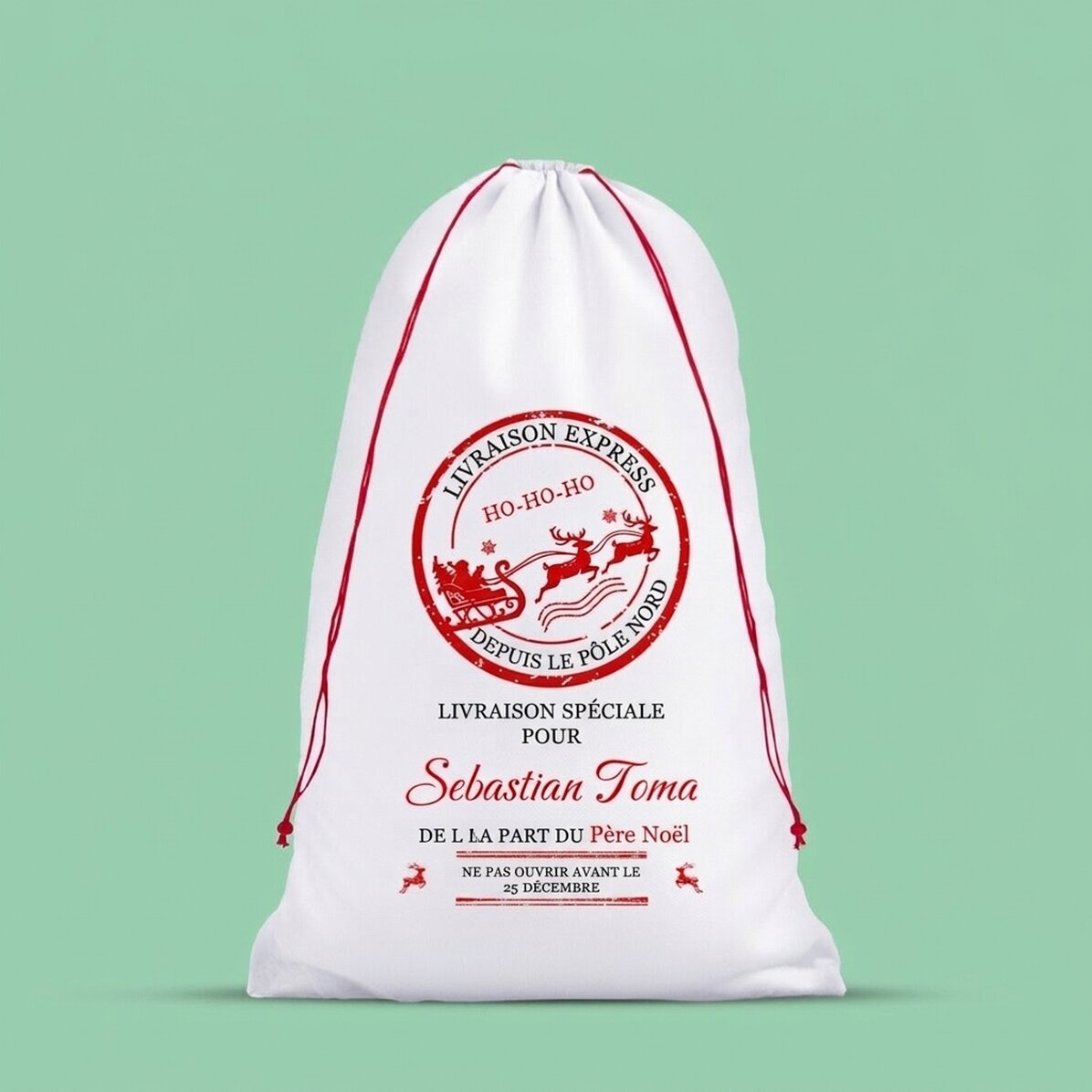 Sac cadeau blanc personnalisé avec un texte - Livraison spéciale