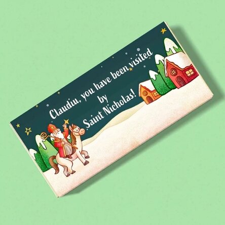 Personalised chocolate with message - Visited by Saint Nicholas