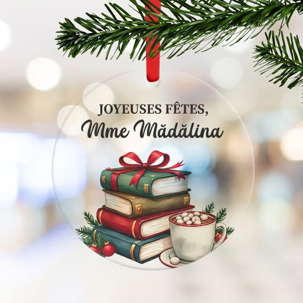 Décoration ronde personnalisée avec un message pour les enseignants