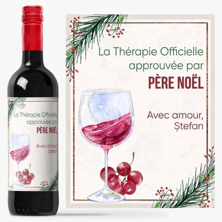 Vin personnalisé avec un message - La thérapie de Noël