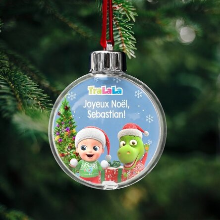 Boule de Noël transparente personnalisée recto-verso avec texte et photo - Noël avec TraLaLa