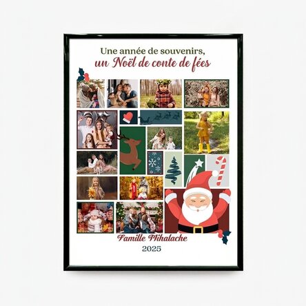 Tableau personnalisé avec 12 photos et un texte - Un Noël de conte de fées