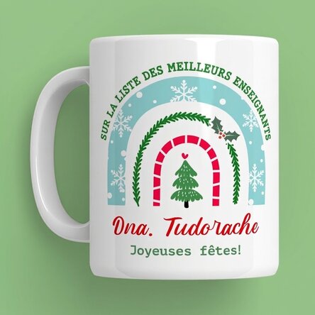 Tasse personnalisée avec un message pour les enseignants - Noël
