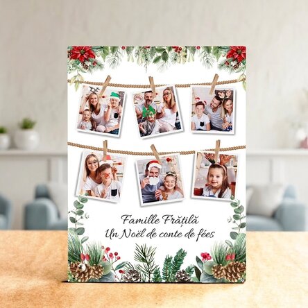 Cadre photo de bureau personnalisé avec des photos et un texte - Histoire de Noël