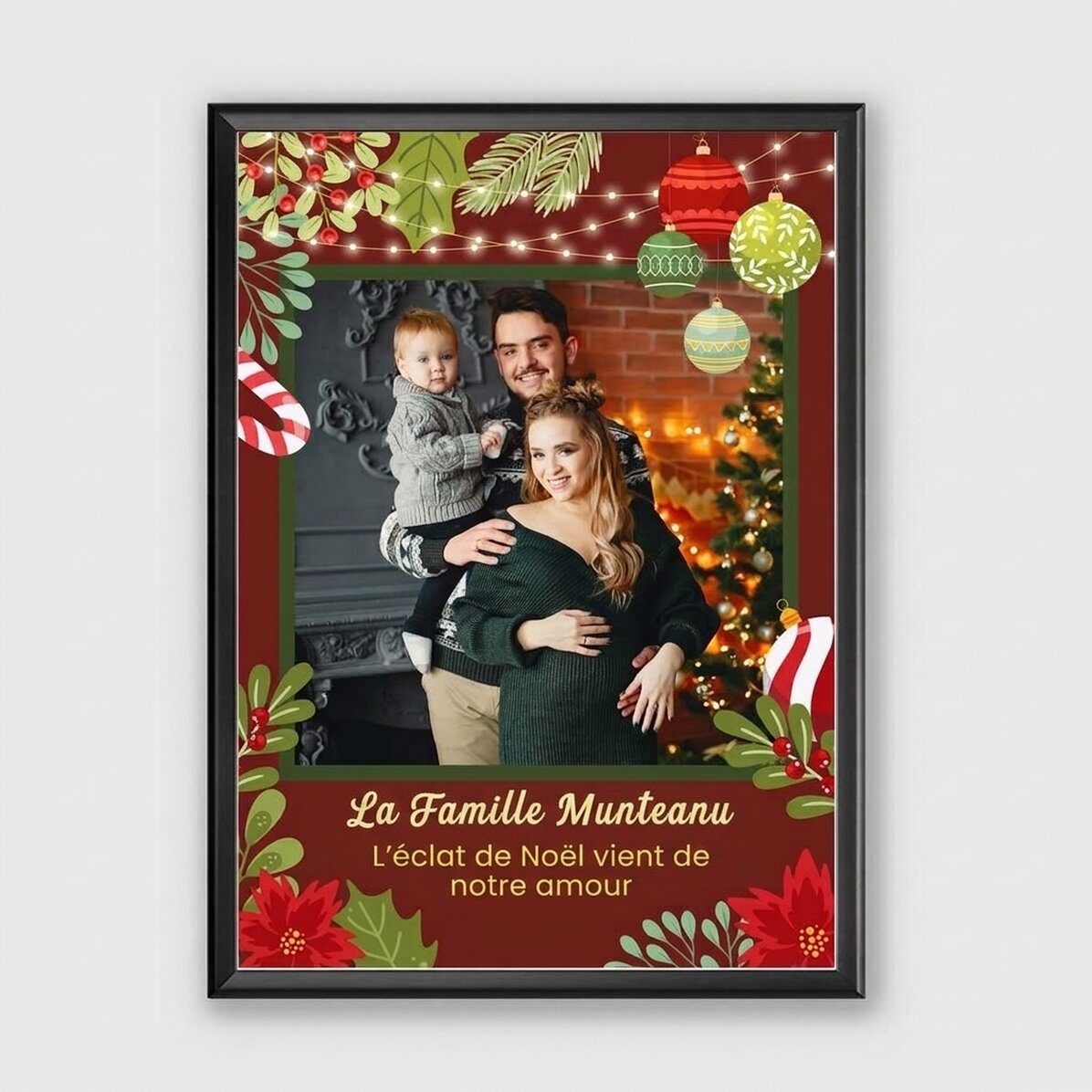 Tableau personnalisé avec une photo et un texte - La magie de Noël