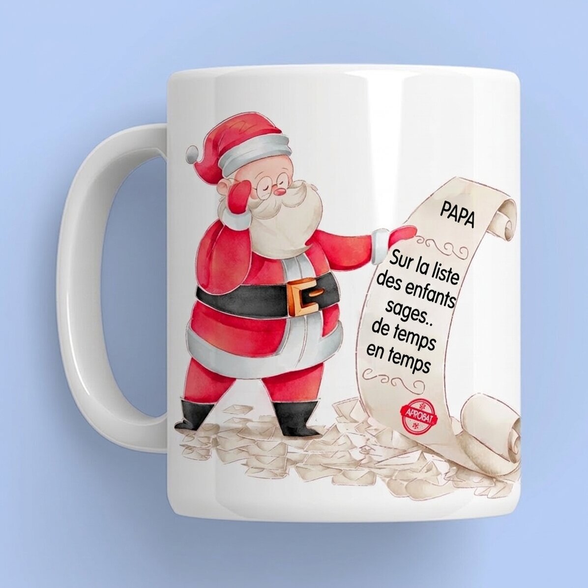 Tasse personnalisée avec message et photo - La liste du Père Noël