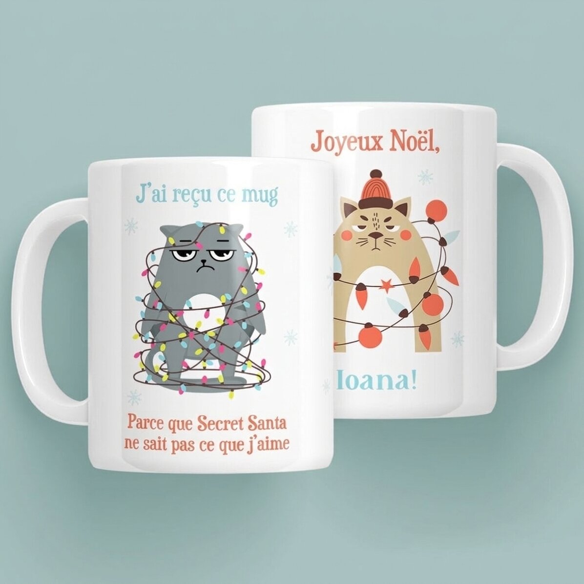 Tasse personnalisée avec message - Joyeux Noël !