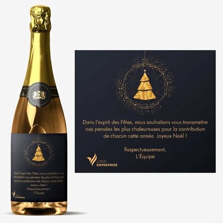 Vin mousseux personnalisé avec logo et message - Gold