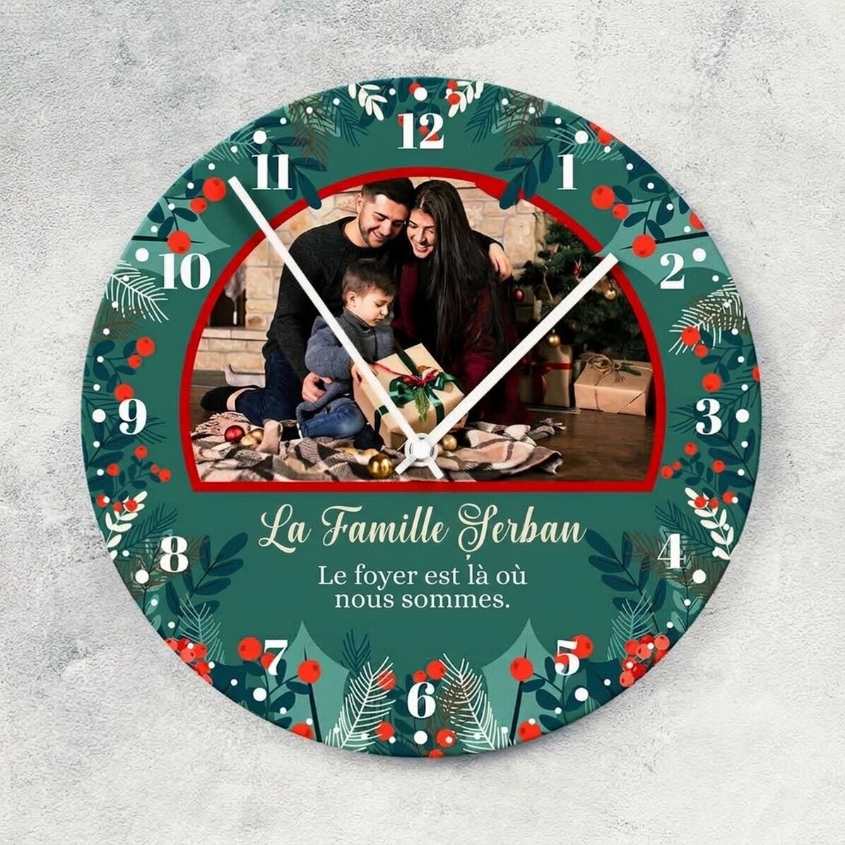 Montre personnalisée avec texte et photo - Du temps pour la famille