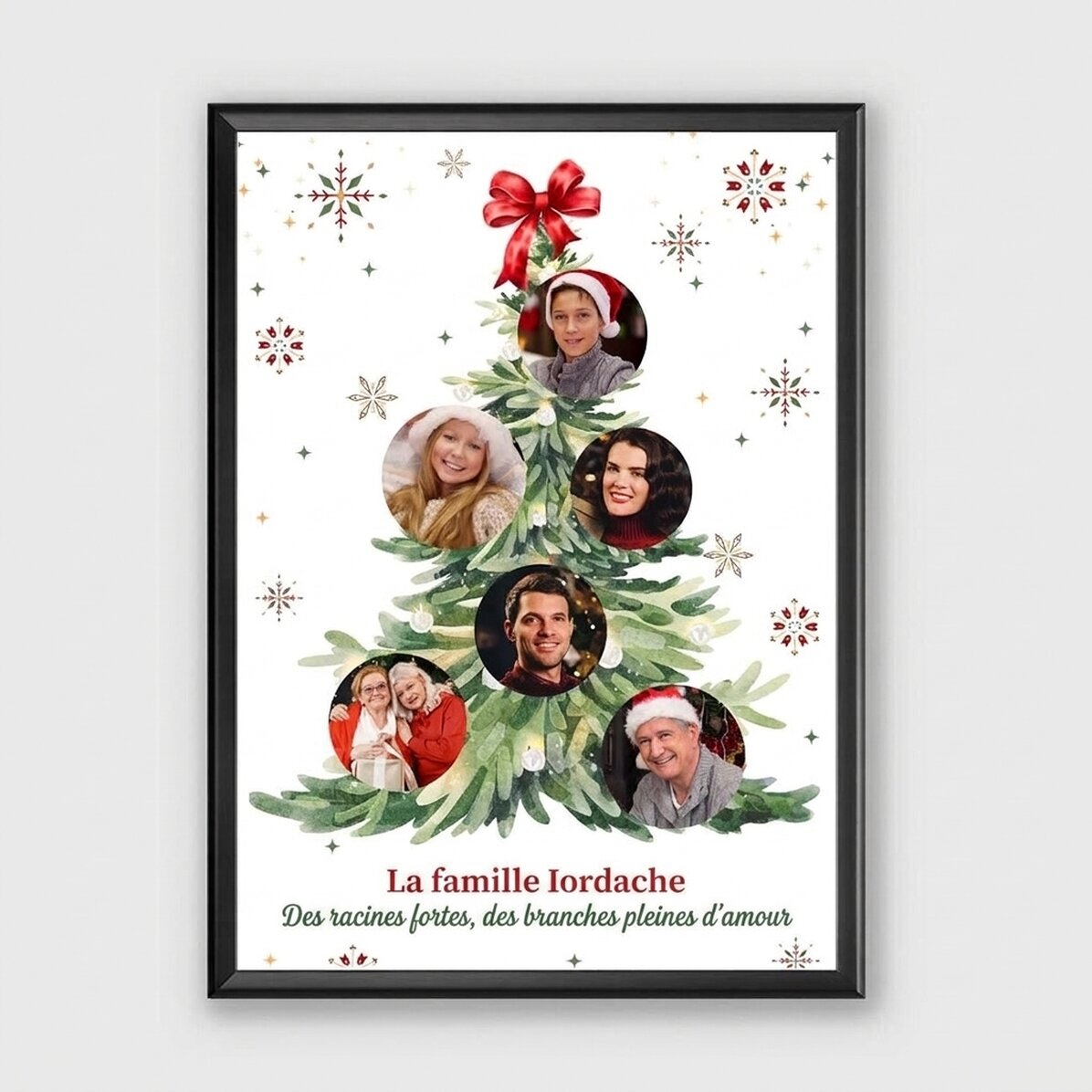 Tableau personnalisé avec 6 photos et un texte - Le sapin des souvenirs