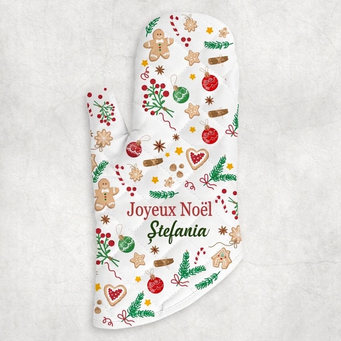 Gant de cuisine personnalisé avec inscription - Joyeux Noël