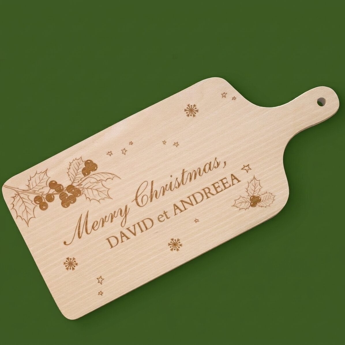 Planche à découper personnalisée avec un message de Noël