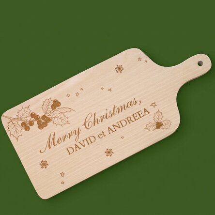 Planche à découper personnalisée avec un message de Noël