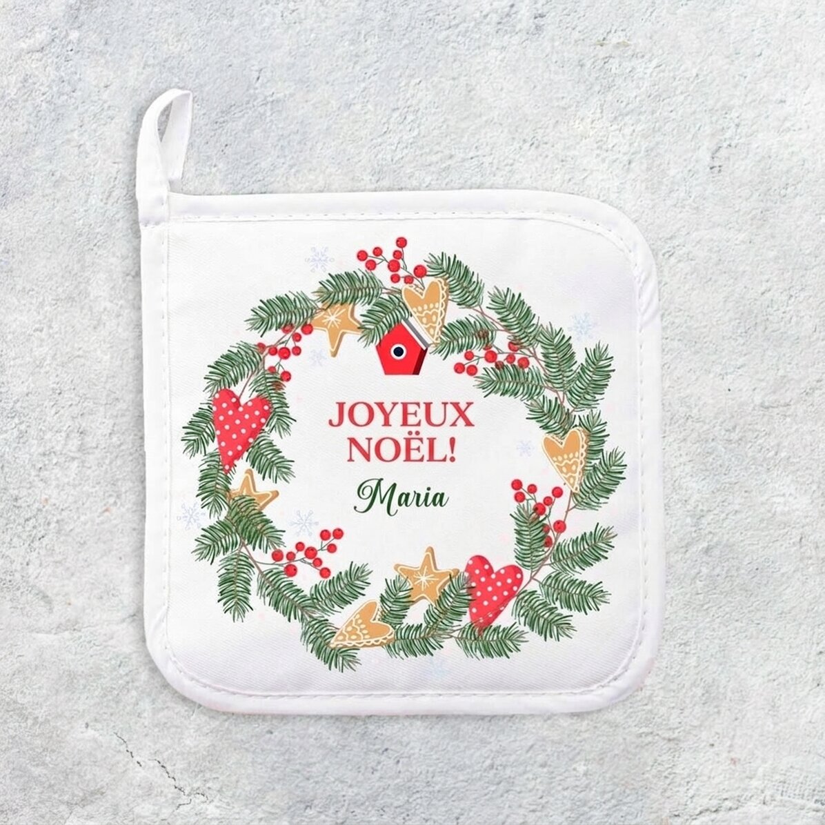 Sous-verre personnalisé avec un prénom - Joyeux Noël !
