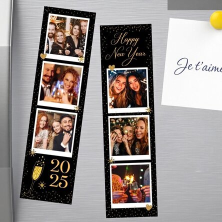 Lot de 2 aimants personnalisés avec photos et texte - Bonne année