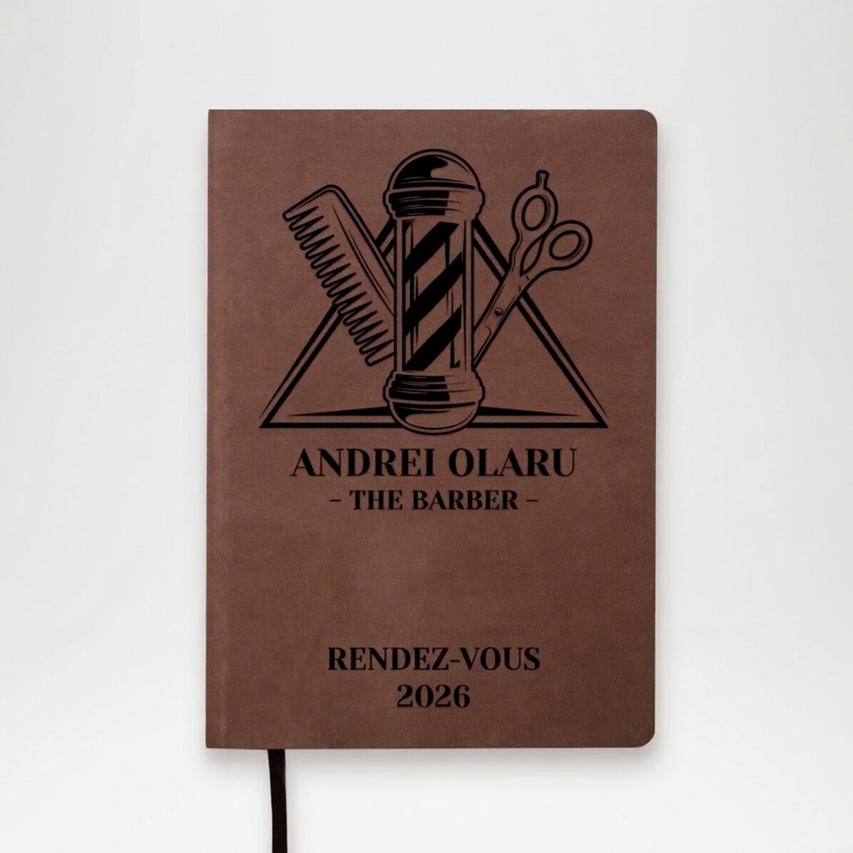 Agenda en cuir personnalisé avec inscription - The barber