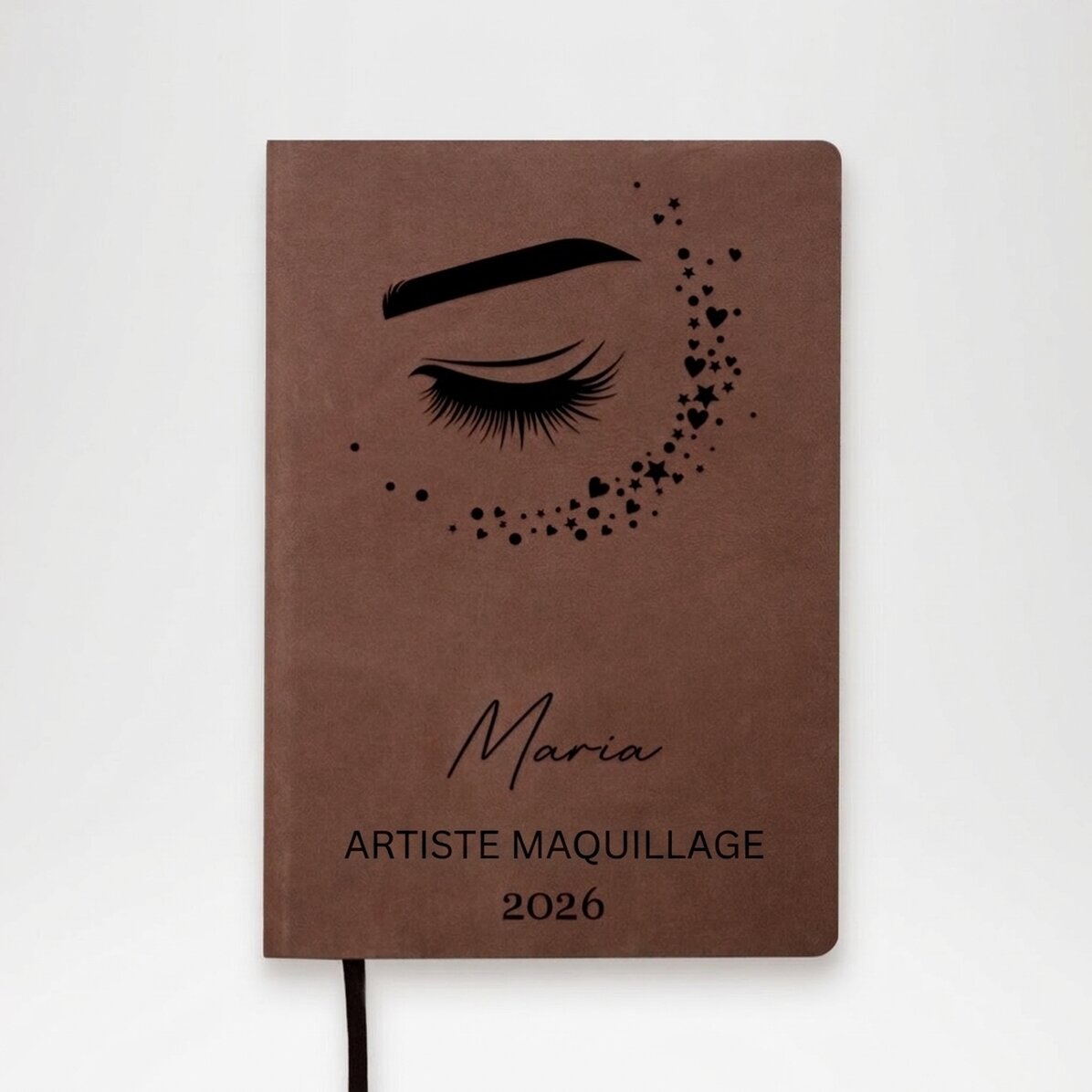 Agenda en cuir personnalisé avec inscription - Maquilleuse