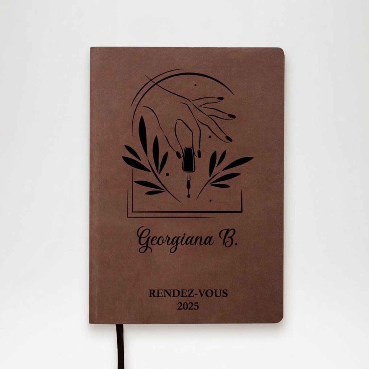 Agenda en cuir personnalisé avec inscription - Nails artist