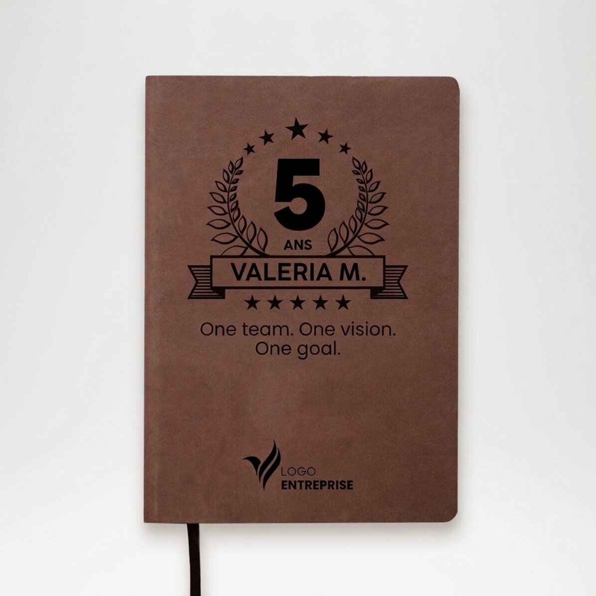 Agenda en cuir personnalisé avec logo et message - Anniversaire