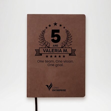 Agenda en cuir personnalisé avec logo et message - Anniversaire