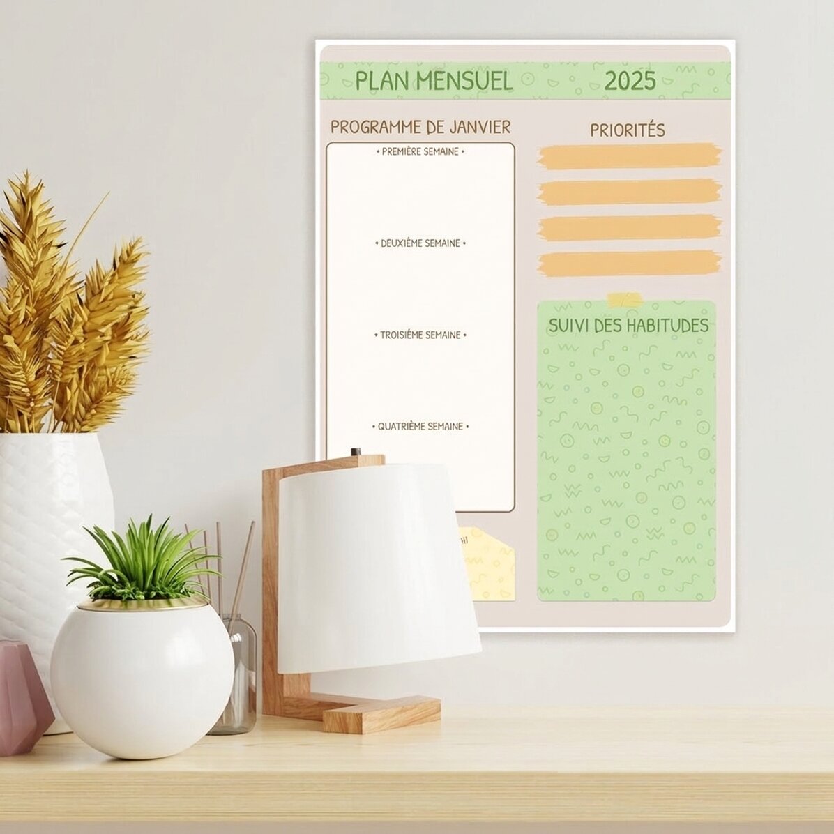 Affiche personnalisée - Plan mensuel « doodle »