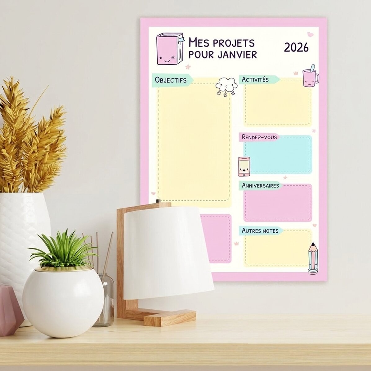Affiche personnalisée - Agenda Pastel