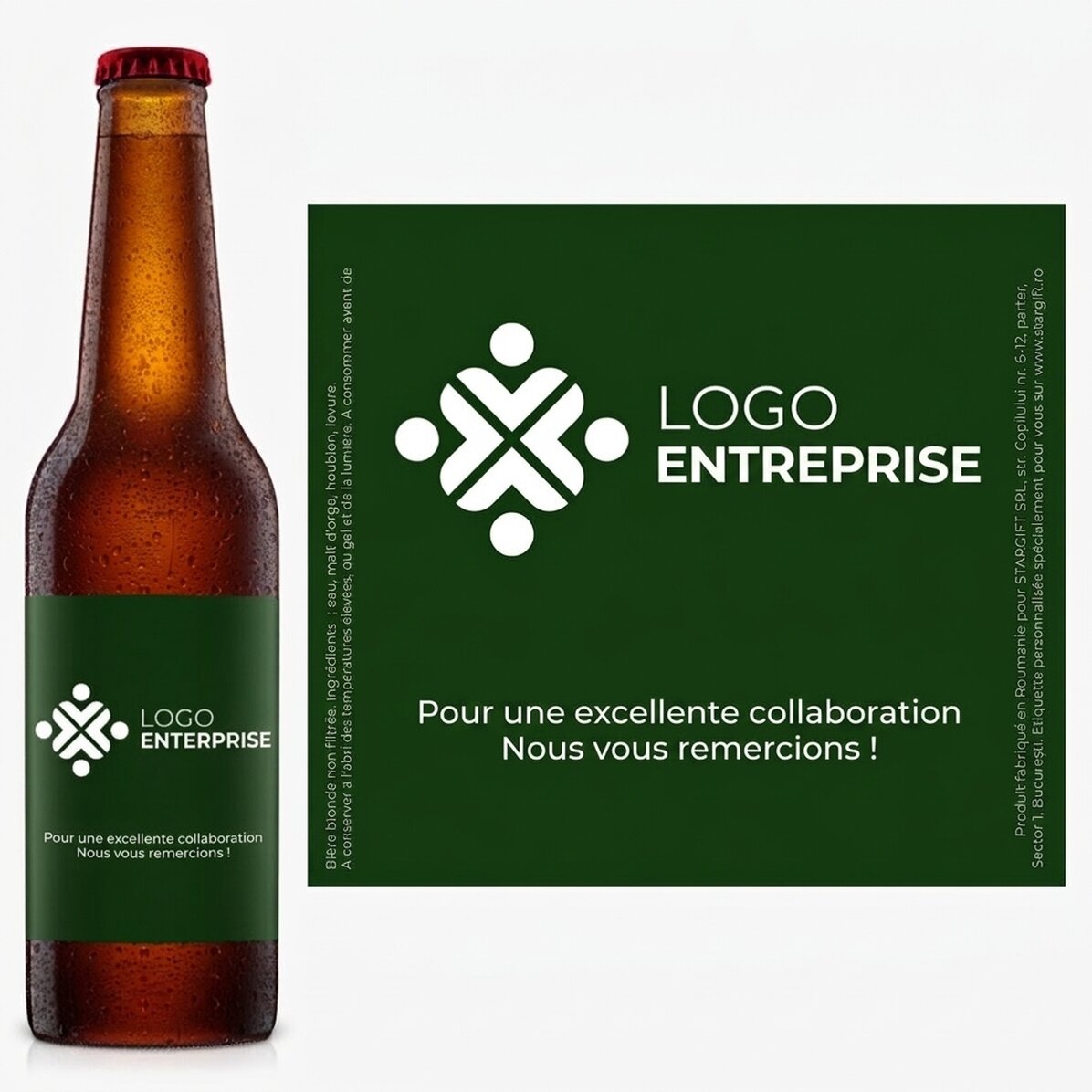Bière personnalisée avec logo et texte