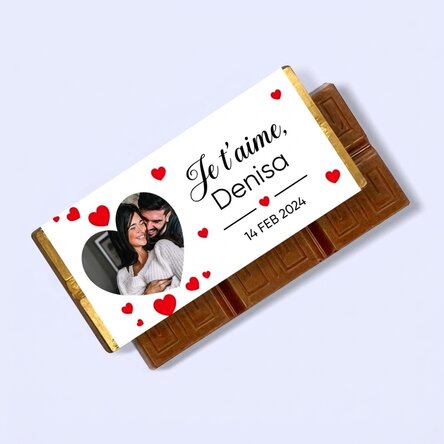 Mini-tablette de chocolat personnalisée avec une photo et un message - Je t