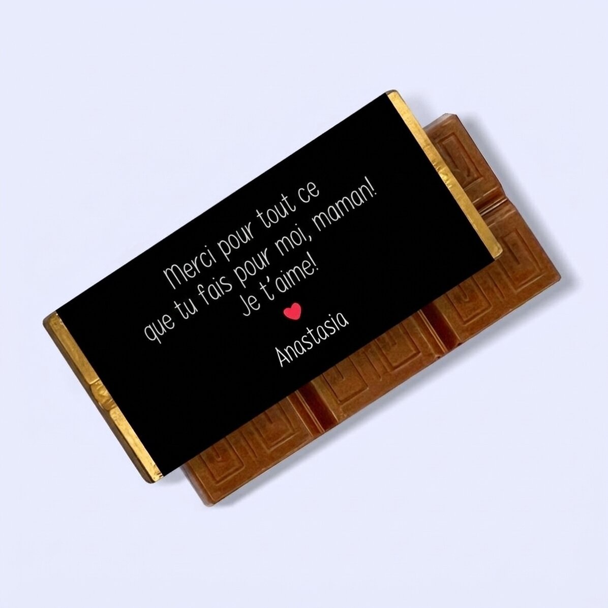 Mini-tablette de chocolat personnalisée avec un texte